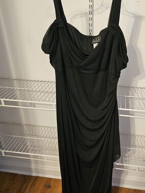 Alex Evenings Black Cowl Neck Draped Maxi Gown